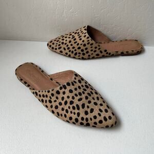 Madewell The Remi Mules in Cheetah Calf Hair Size 9 Tan Black Animal Print M3951